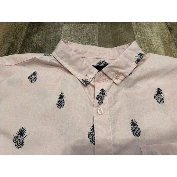 Molokai Surf Co Button-Up Shirt Pink Pineapple XL Vacation Travel Party Fun - Picture 3 of 13
